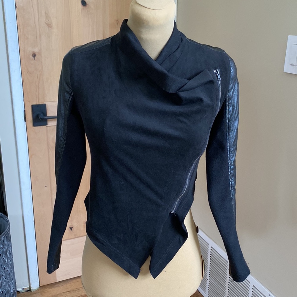 Tractr Girls faux leather/suede draped moto jacket